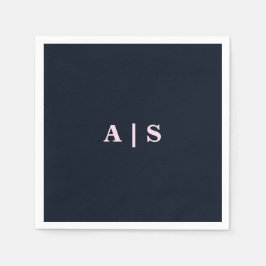 ネイビー&ピンクモノグラム結婚ズカクテル スタンダードカクテルナプキン