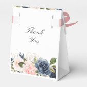 ネイビー・ピンク赤面フローラ結婚式の引き出物箱 フェイバーボックス (裏面サイド)