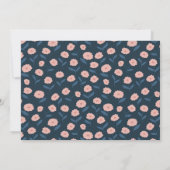 ネイビー ピンク ガーデン フラワー カスタム ブライダル シャワー サンキューカード (裏面)