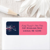 ネイビー,ピンク,ホワイトフローラ差出人住所ラベル ラベル (インサイチュ)