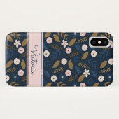 ネイビー,ピンク,金ゴールドフローラケース – メイトiPhone Xケース Case-Mate iPhoneケース (裏面(横))