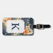 ネイビー&ピーチフローラモノグラムラゲージタグ ラゲッジタグ (正面横)