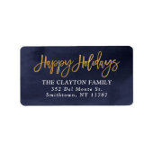 ネイビー&フォイルフェイクホリデー差出人住所 ラベル (正面)