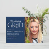 ネイビー フォト | 卒業生を祝おう 招待状 (スタンド正面)