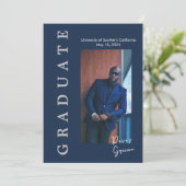 ネイビー フォト 卒業生発表 招待状 (スタンド正面)