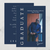 ネイビー フォト 卒業生発表 招待状 (正面/裏面)