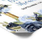 ネイビー フラワーの結婚式直前にお姫様のように連れ去られる ブライダルシャワー ポスター (角)