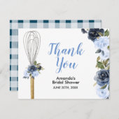 ネイビー フラワーの結婚式直前 お持たせシャワーパーティー サンキューカード (正面/裏面)