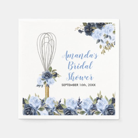 ネイビー フラワーの結婚式直前 お持たせシャワー スタンダードカクテルナプキン (正面)