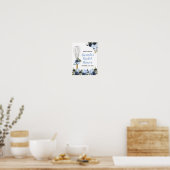 ネイビー フラワーの結婚式直前 お持たせシャワー ポスター (キッチン)