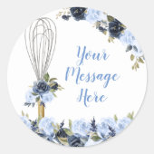 ネイビー フラワーの結婚式直前 お持たせシャワー ラウンドシール (正面)