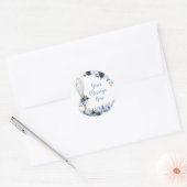 ネイビー フラワーの結婚式直前 お持たせシャワー ラウンドシール (封筒)