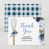 ネイビー フラワーの花嫁がさらわれる前に ブライズシャワー サンキューカード (正面/裏面)