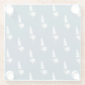 ネイビー フラワーボヘミア 植物模様 ガラスコースター (裏面)