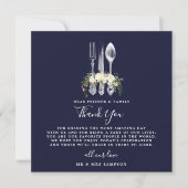 ネイビー フラワー ウェディング 披露宴 御礼カード 招待状 (正面)