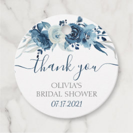 ネイビー フラワー ブライダル シャワー フェイバータグ