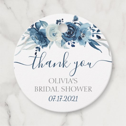 ネイビー フラワー ブライダル シャワー フェルト タグ (正面)