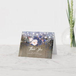 ネイビー フラワー ラスティック ウェディング サンクス サンキューカード