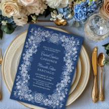 ネイビー フラワー ラスティック ウェディング