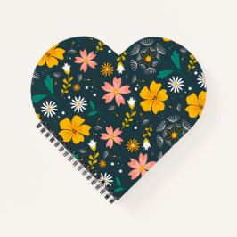 ネイビー フローラル ガーデン ウィムジカル スプリング パターン ノートブック