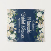 ネイビー フローラル グリーン 装飾 ローズ ウェルカム ブライダル シャワー タペストリー (正面(横))