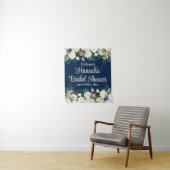 ネイビー フローラル グリーン 装飾 ローズ ウェルカム ブライダル シャワー タペストリー (インサイチュ)