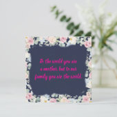 ネイビー フローラル ピンク タイポグラフィー 母の日 カード (スタンド正面)