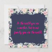 ネイビー フローラル ピンク タイポグラフィー 母の日 カード (正面)