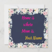 ネイビー フローラル ピンク タイポグラフィー 母の日 カード (裏面)