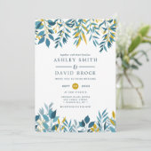 ネイビー フローラル ボタニカル ウォーターカラー 結婚式の招待状 招待状 (スタンド正面)