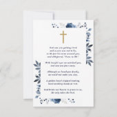 ネイビー フローラル メモリアル 葬儀 祈り フォト カード (裏面)