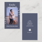 ネイビー·ブクールルーと写真付き写真家向け 名刺 (正面/裏面)