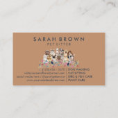 ネイビー ブラウン 花柄 ペット グルーマー スパ 犬 猫 名刺 (裏面)