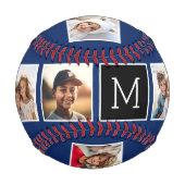 ネイビー&ブラックインスタグラム5フォトコラージモノグラム 野球ボール (正面)