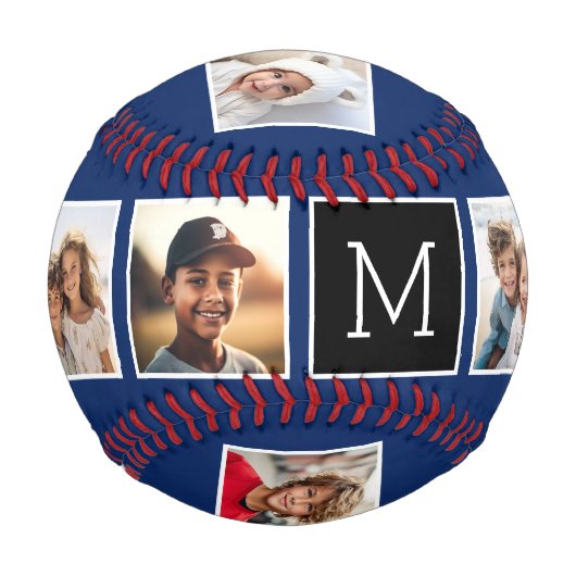 ネイビー&ブラックインスタグラム5フォトコラージモノグラム 野球ボール (正面)
