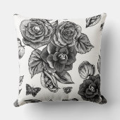 ネイビー/ブラックリバーシブルフローラ枕 クッション (裏面)