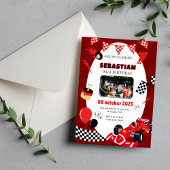 ネイビー&ブラックレース誕生日招待状カスタム写真 招待状