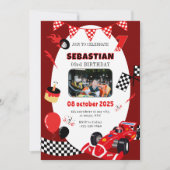 ネイビー&ブラックレース誕生日招待状カスタム写真 招待状 (正面)