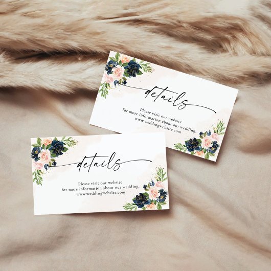 ネイビー & ブラッシュピンク フローラル 詳細 封入カード エンクロージャーカード