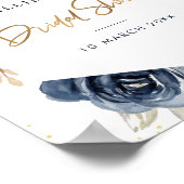 ネイビー＆ブラッシュ フラワーブライダルシャワー ウェルカムサイン ポスター (角)