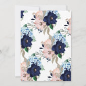 ネイビー＆ブラッシュ フローラル ビンゴ ブライダルシャワー ゲーム 招待状 (裏面)