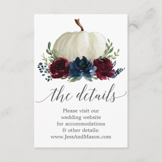 ネイビー・ブルゴンディ・パンプキン結婚氏のウェブサイトがカードを挿入 エンクロージャーカード (正面)