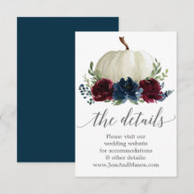 ネイビー・ブルゴンディ・パンプキン結婚氏のウェブサイトがカードを挿入