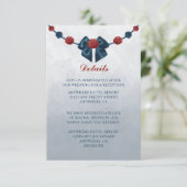 ネイビー&ブルゴーニュの花の美しい弓詳細 エンクロージャーカード (スタンド正面)