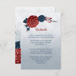 ネイビー&ブルゴーニュの花詳細 エンクロージャーカード