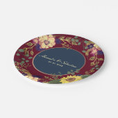 ネイビー・ブルゴーニュ結婚ーのヒマワリ ペーパープレート (アングル)