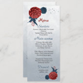 ネイビー&ブルゴーニュ結婚ー花 メニュー (正面/裏面)