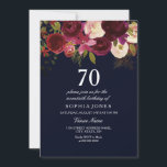 ネイビー&ブルゴーニュ花70th Birthday Party招待状 招待状<br><div class="desc">ネイビー&ブルゴーニュの花70thバースデーパーティー招待状マッチングコレクションのニッチとネストストア。Bohoシックなブルゴーニュ赤い水色フローラ美しい手色彩の鮮やか水の色イラストレーション</div>