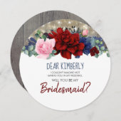 ネイビー・ブルゴーニュ赤面が私の花嫁になる 招待状 (正面/裏面)