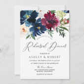 ネイビー，ブルゴーニュ&赤面フローラリハーサルディナー 招待状 (正面)